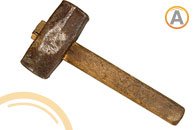 Plano a detalle de una pieza de martillo antigua