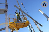 Obra de construcción utilizando la viga de acero